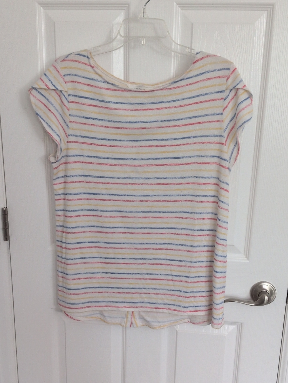 Market & Spruce Cap Sleeve Striped Top With Back Buttons - L